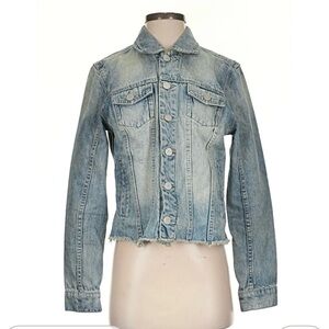 Blank NYC Light Blue Jean Jacket- distressed bottom, size XS